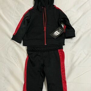 Athletic Works Kids Black and Red Jogger Set Boys Size 3-6 Months New with Tags